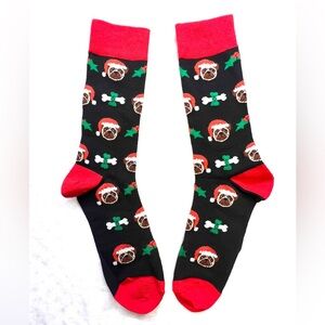 Festive Pug Dog Christmas Socks